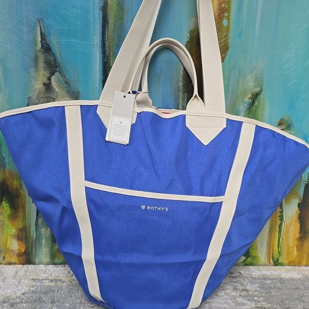 Rothy's Blue and Red Reversible Beach Bag Tote - NWT